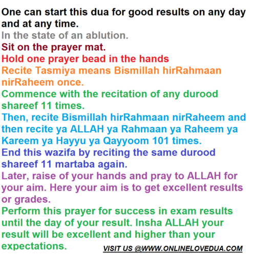 Dua for success in exam results