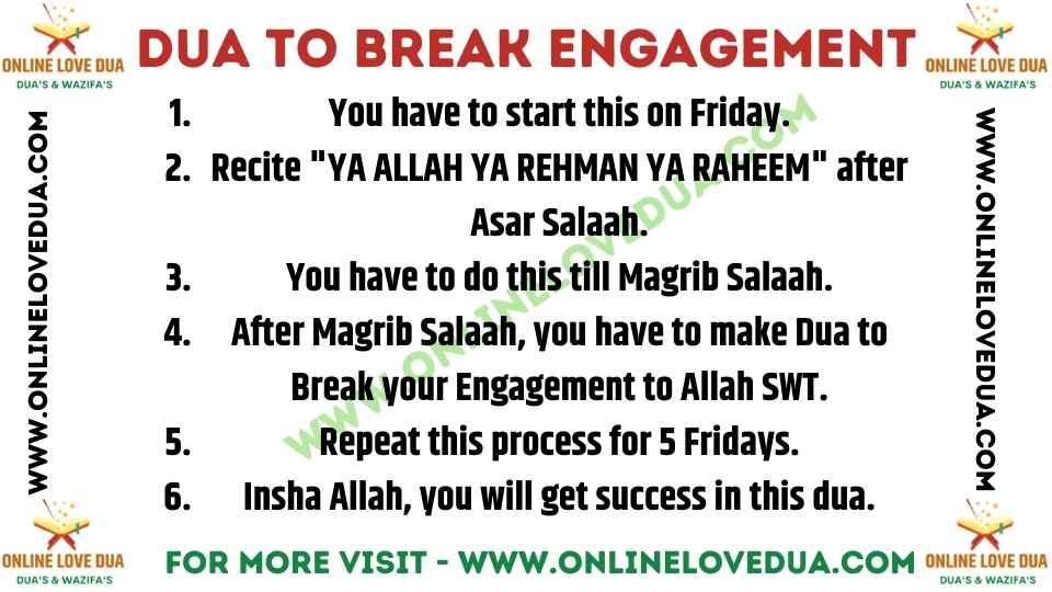 Dua to Break Engagement is best Islamic Remedy if you want to break your or your lover's engagement