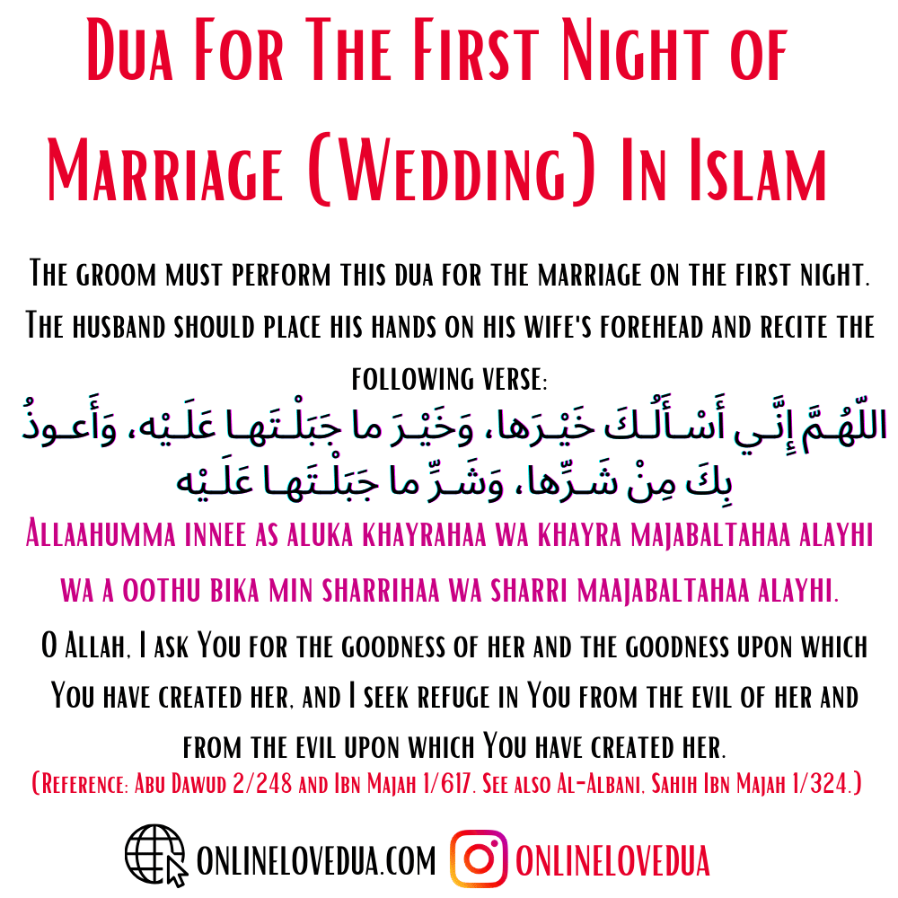 Dua For The First Night of Marriage (Wedding) In Islam